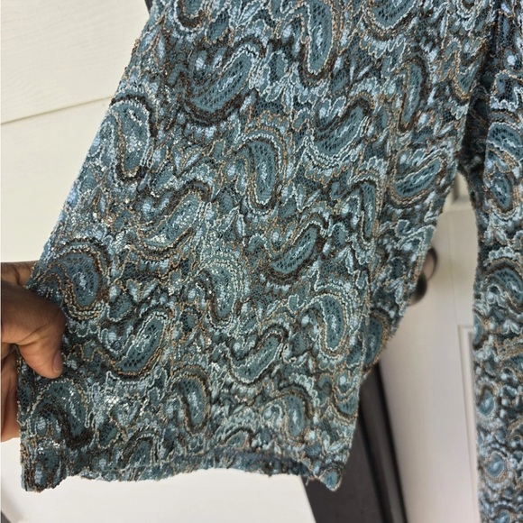 Catherines Tunic Lace Top 5X Plus Embroidered Lined Women New Teal - Picture 10 of 13